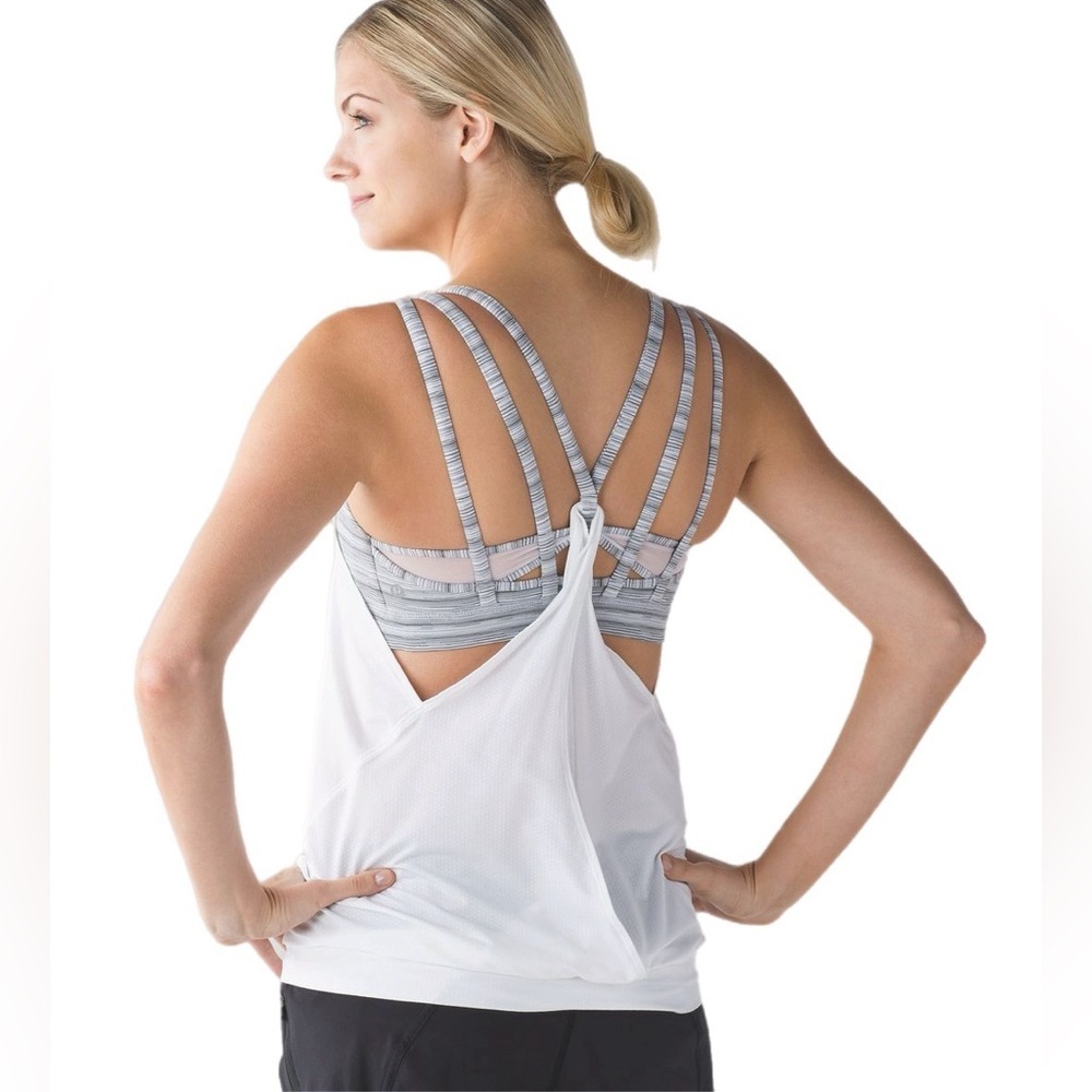 Lululemon Nouveau Limits Tank Cyber Stripe White Silver Fox / White